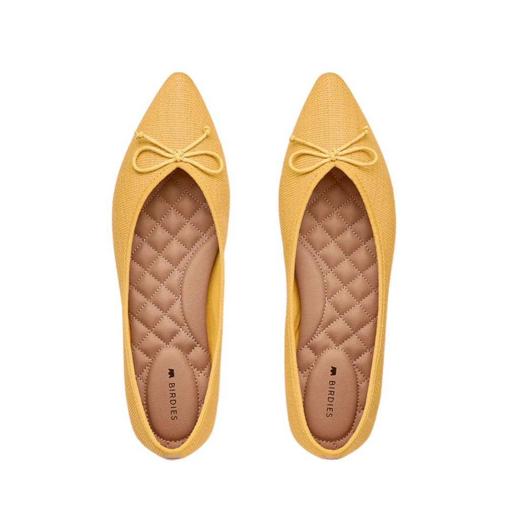 Birdies yellow pointy toe ballerina flats